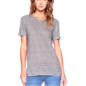 IRO Distressed Gabry Striped Linen Knit TShirt
